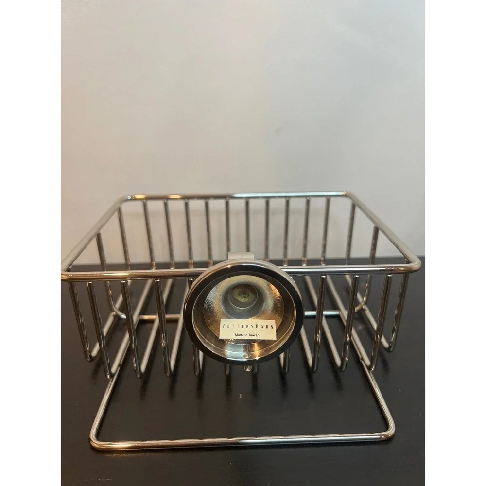 Pottery Barn Mercer Shower Caddy Polished Nickel Wall Mount Wire Basket 9